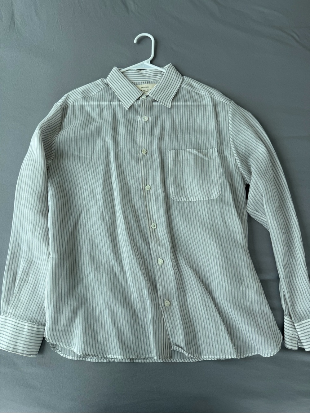 Zara Light Gray & White Striped Cotton Button-Down Shirt